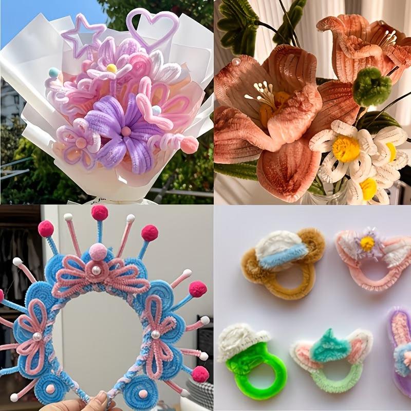 DIY 500-Piece Flower Bouquet Pipe Cleaners, Assorted Colors - 30cm (12 inches) High-Quality Pipe Cleaners for Endless Projects |     Durable and Flexible Chenille, Holds its Shape, Perfect for Floral Arrangements and Valentine's Day Gifts