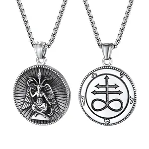 Men's Stainless Steel Baphomet Goat Double Sided Pendant Necklace Men's Necklace