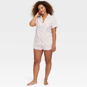 Store Exclusive Women's Geo Hearts Short Sleeves and Shorts Pajama Set