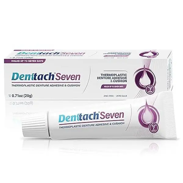 Denttach Seven Denture Adhesive, Thermoplastic Denture Adhesive Up to 7 Days, Extra Strong Waterproof, Secure Denture Grip & Cushion, Refit, Reliner for Upper & Lower Dentures, Comfortable, Zinc Free