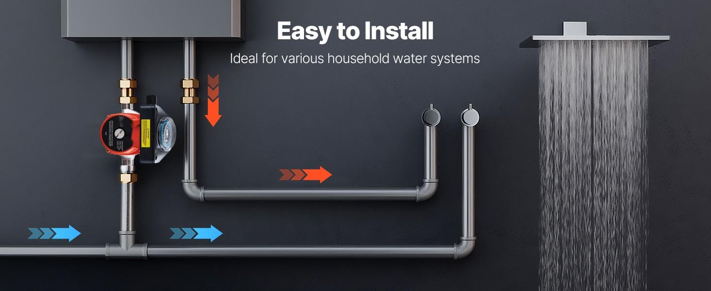 Hot Water Recirculating Pump With Bypass Valve, Instant Recirculation Kit With Timer, Adapter, Circulation System, Stainless Steel Head, 0.13 HP, 110-120V, For Tank Water Heaters In Homes Hot Water Recirculating Pump With Bypass Valve, Instant Recirculation Kit With Timer, Adapter, Circulation System, Stainless Steel Head, 0.13 HP, 110-120V, For Tank Water Heaters In Homes