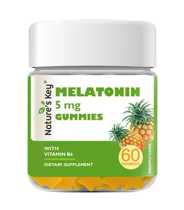 Nature's Key Melatonin Gummies for Kids & Adults, 5mg Dose Gummy with Vitamin B6, Non-GMO,Gluten-Free-Natural Pineapple Flavor 60 Count