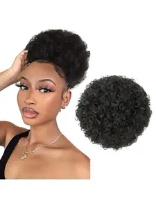 Women's Afro Puff Soft Curly Hair Bun, Elastic Drawstring Design, Lightweight & Comfortable, Perfect for Daily Wear