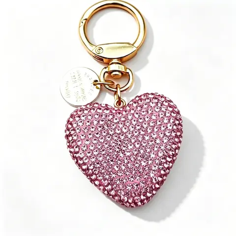 Elegant Heart Rhinestone Keychain for Women, Trendy Bling Ornament, Nice Present for Mother's Day & Friends