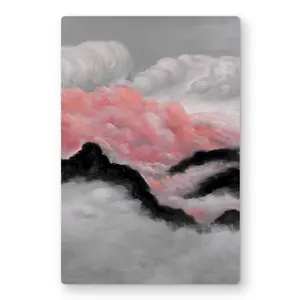 Begin Home Decor C1MP1218GMT1KY 12 x 18 in. Gray & Pink Clouds Wall Art - Mountains Gray Metal Print