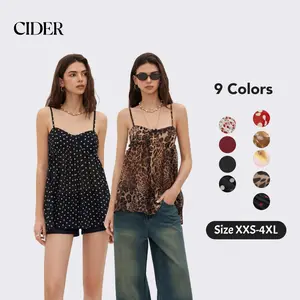 Cider Leopard Chiffon Bowknot Mini Nightdress – Women's Sexy Retro Aesthetic Date Night Slip Dress, Animal Print Oversized Square Neck Babydoll Top for Summer