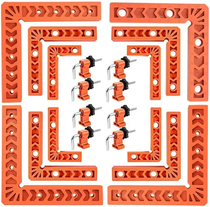 90 Degree Corner Clamp Clamping Square Set Positioning Squares Right Angle Clamps Woodworking Tools for Picture Frame Box Cabinets Drawers, Set of 12(3" 4" 6")