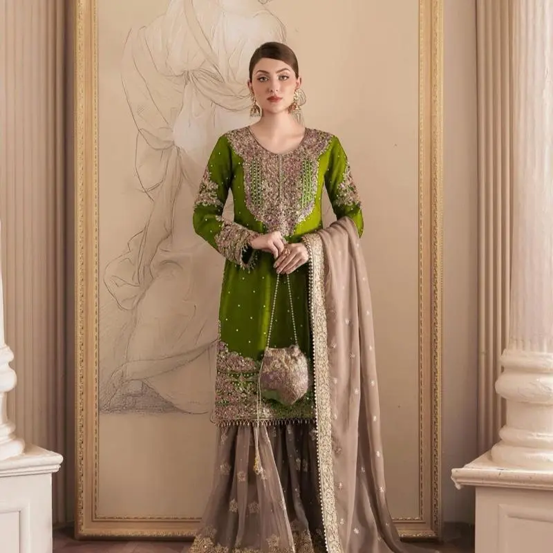 Indian Bridal Sharara - Simple Product Title with No Additional Features or Specifications Provided Arab Wedding Attire Womenswear