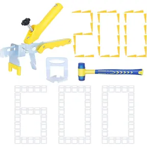 Tile Leveling System 1/32" Kit - 600 Spacers, 200 Reusable Wedges & Tile Pliers for, Living Room Tile Installation(200+600, 1/32)