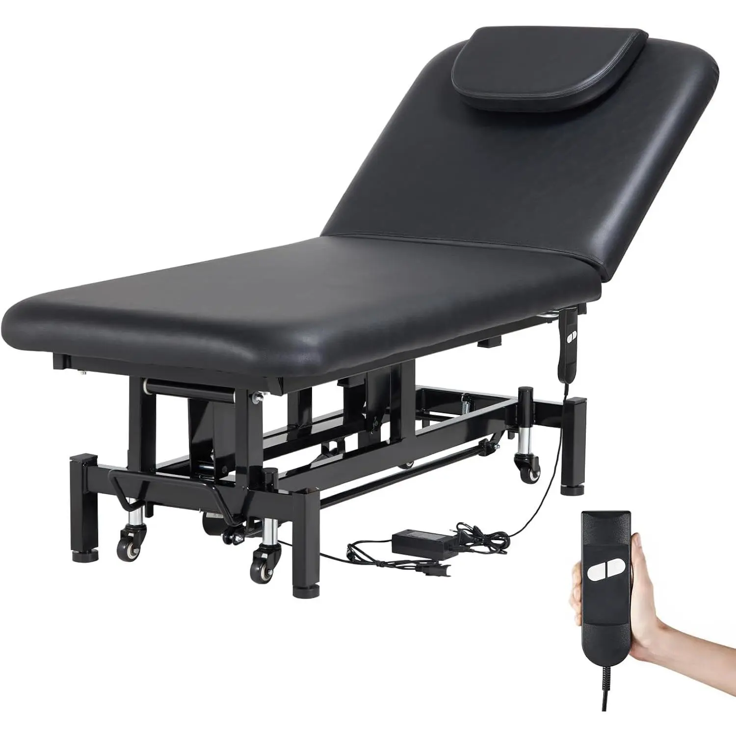 VEVOR Electric Massage Table Professional, 0-45 °   Adjustable, Electric Lift Massage Table with Headrest Backrest, Height Adjustable Tattoo Spa Table on Wheels, Medical Table Beauty Bed, 550LBS