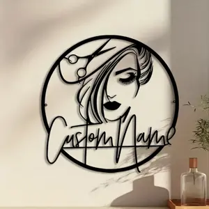 1pc Hairdresser Metal Wall Art, Hairdresser Statue Mural, Perfect for Salon Wall, Christmas Decor, Ideal Gift for Hair Stylists, Powder-Coated Metal