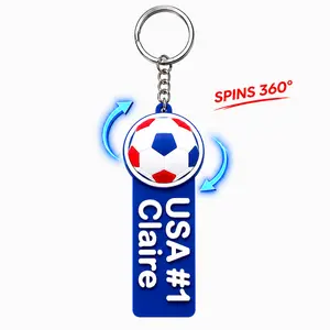 3D Printed Personalized Soccer Keychain - Custom Name Tag with Spinning Soccer Ball, Made in USA Fashion Accessory