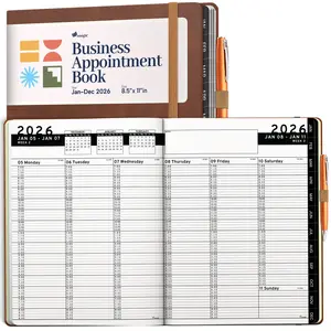 Ensight 2026 Hardcover Appointment Book & Planner 8.5 x 11 Inches Large Tabbed Daily Hourly Weekly Schedule Book 15 Minute Time Slots Brown Modern Design for Business & Personal Use