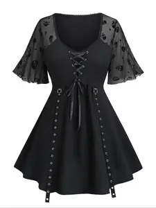 【Plus Size】 Skull Print Dress, Casual Fashion Cozy Dress for Daily Outdoor Wear, Women Plus Clothing Womenswear for Fall