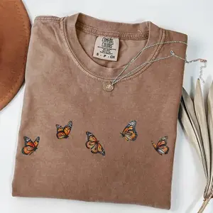 Comfort Colors Vintage Butterfly TShirt, Monarch Butterfly T-Shirt, Flower Butterfly TShirt, Purple Butterfly Tee Birthday, Gardener T-Shirt - TrendWear USA