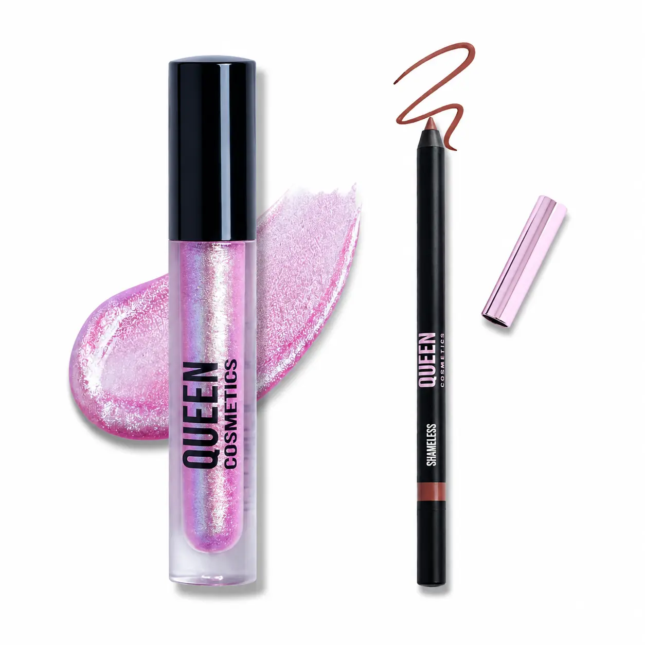 Celestial Crush Lip Kit - Bubblegum On Lock Lip Liner & Moonstone Gloss - Creamy Retractable Liner & Crystal Sheer Gloss - Soft Radiant Chic Look - Lipgloss