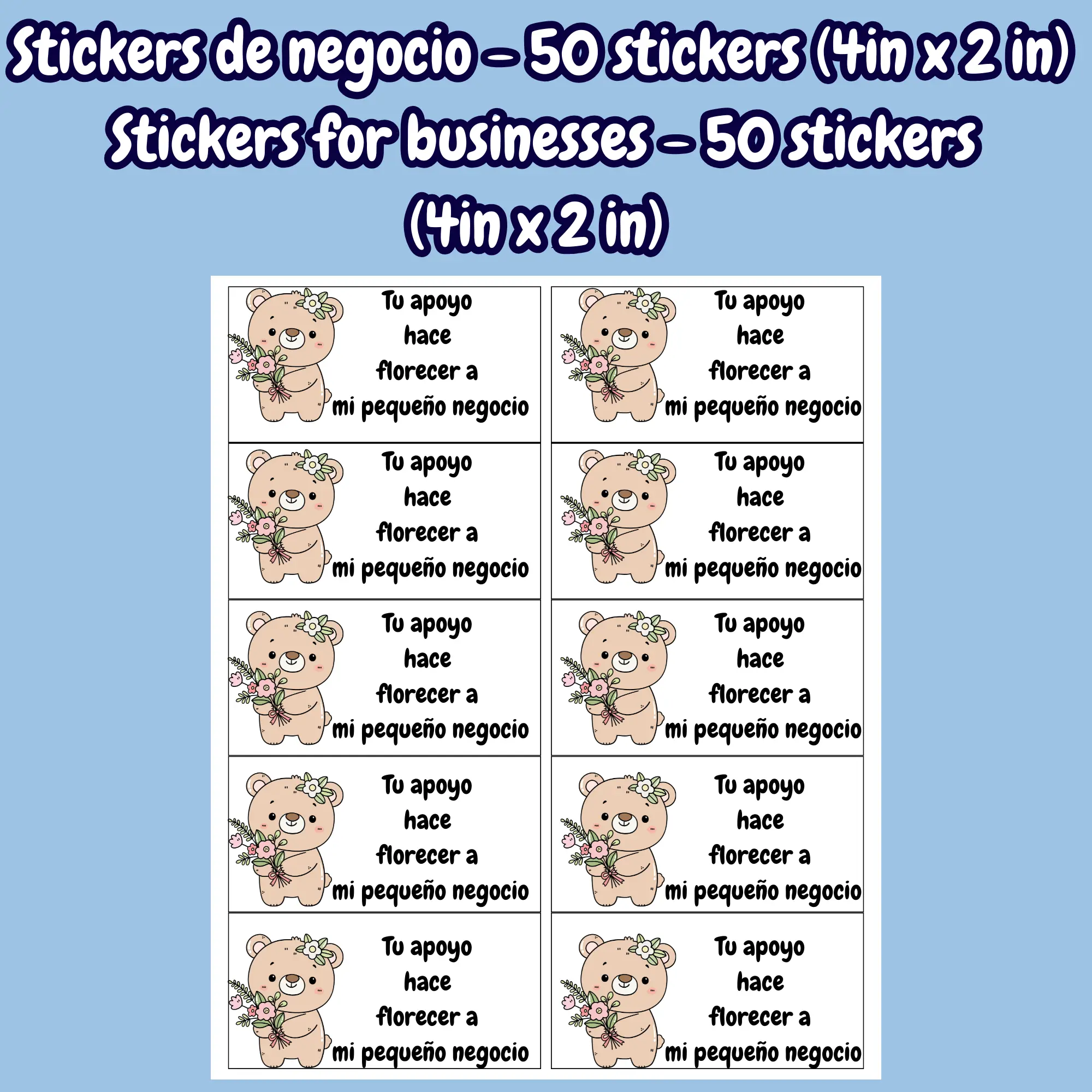 4"x2" Thank You & Cup Care Labels - Sticker Decals for Small Businesses, Mix Designs with Printed Text (50 Count), Sticker Decal, 4" X 2"