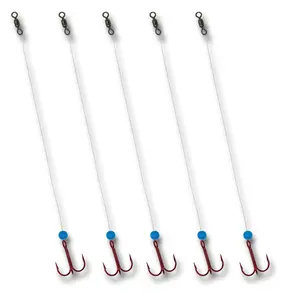 Glow Tooth Shield Tackle Walleye Tip-Up Rigs 15 lb. Fluorocarbon Glow Blue Bead 5-Pack
