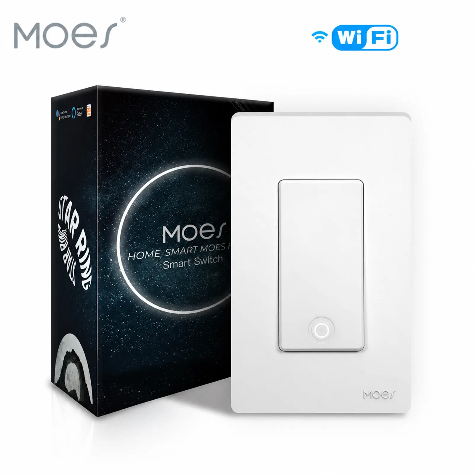 MOES Smart Light Switch, WiFi 3 Way/Single Pole Smart Wall Switches, Require Netural Wire, Compatible with Alexa and Google Home, Remote Control, No Hub Required