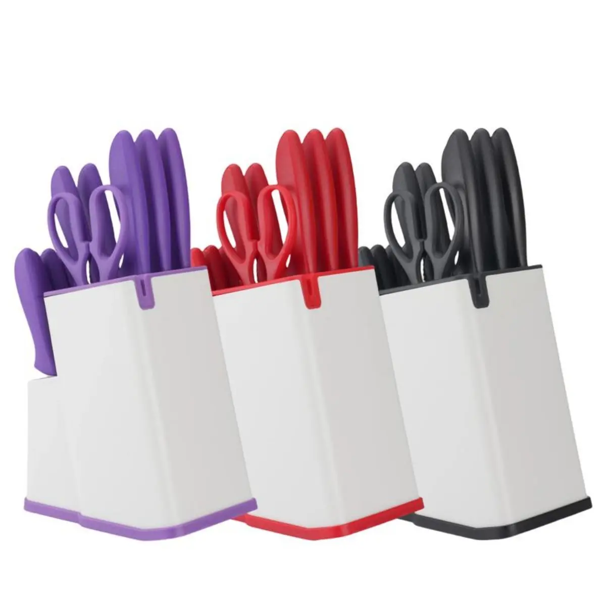15-Piece Durable Thick Ceramic Kitchen Knife Block Set with Built-In Sharpening Tool, Dishwasher-Safe Kitchenware, Gift-Boxed Knives with Rustproof Storage Container
