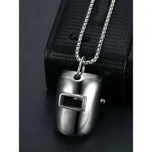 Men's Welder Mask Necklace with Pendant, Stainless Steel Simple Jewelry, Unisex Hip Hop Style, Casual Random Print, All Seasons