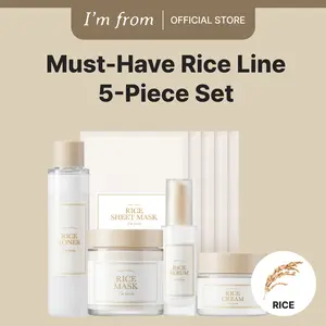 [I'm from Official Shop] Must-Have Rice Line 5-Piece Set - Rice Toner, Cream, Serum, Mask, Sheet Mask(5) - Exclusive TikTok Shop Pack Set, Hydrating Moisturize Moisture Hydrate Moisturizer Skincare Moisturizing Brightening Comfort Routine Hyaluronic Acid