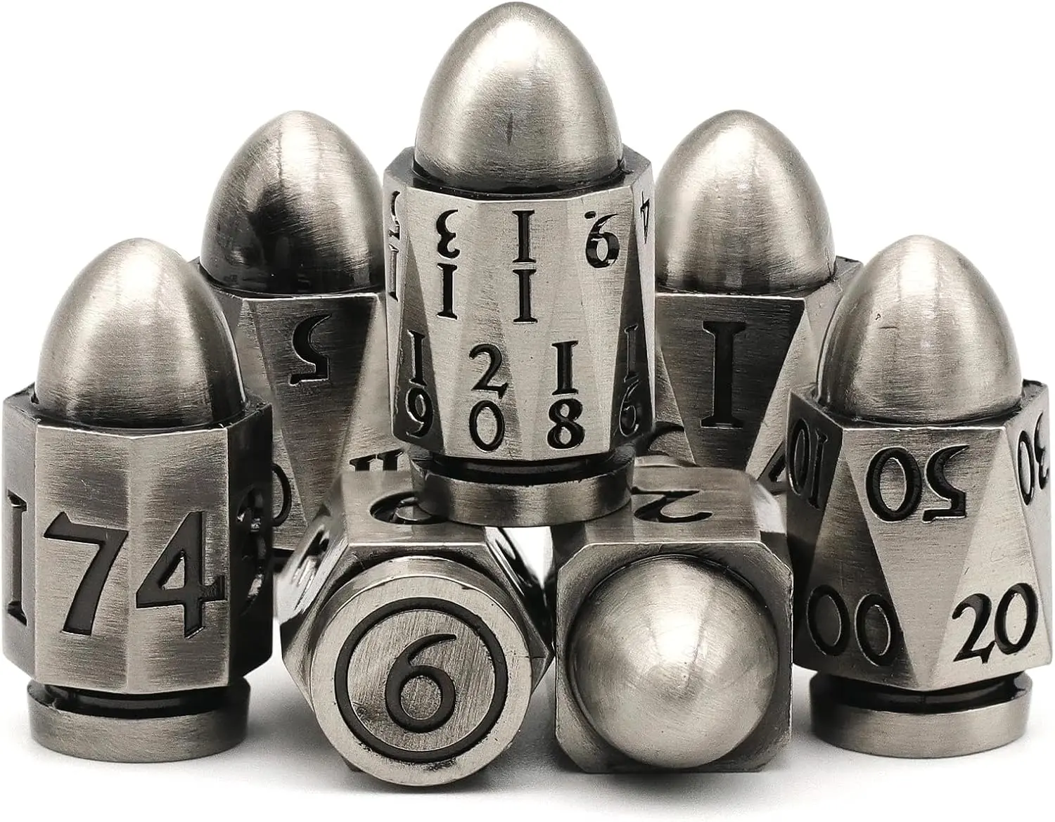 Bullet Dice for Dungeons and Dragons, Metal Dice Set D&D Polyhedral D and D Dice for Role Playing Game Unique Cool Cyberpunk Dice for Sci-Fi Warhammer War Crime Theme