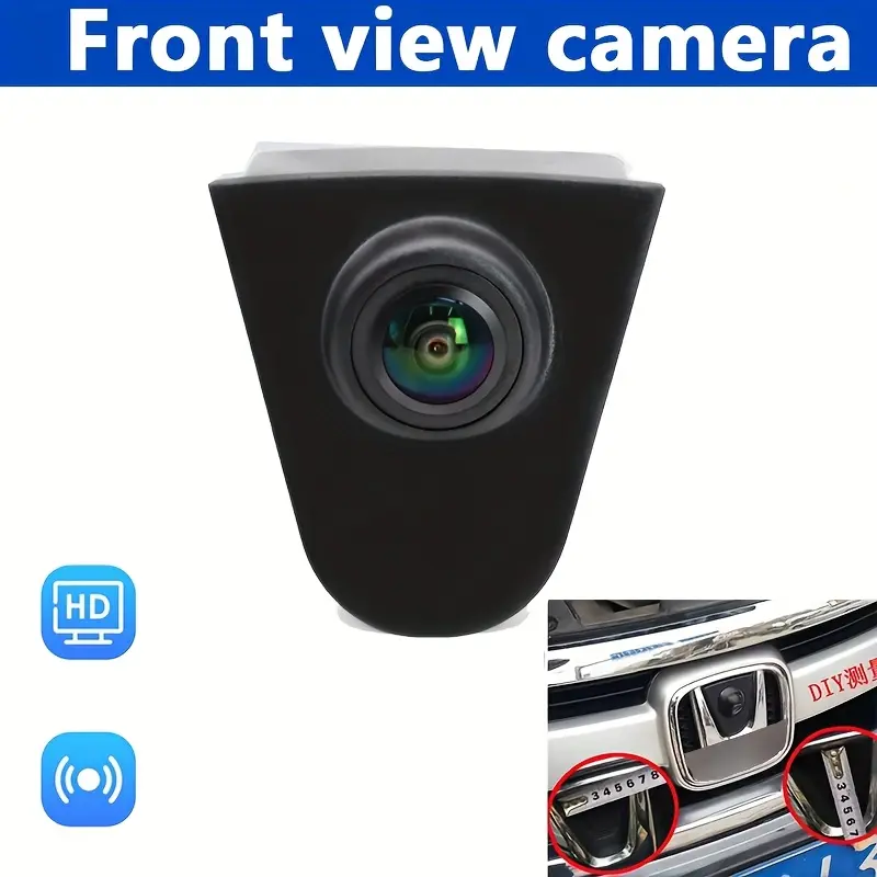 [Wide-Angle Camera] Wide-Angle Front View Camera for Honda CRV Accord Fit City Civic | No Battery Required, Artificial Jade, Logo-Embedded Design, Car Electronics