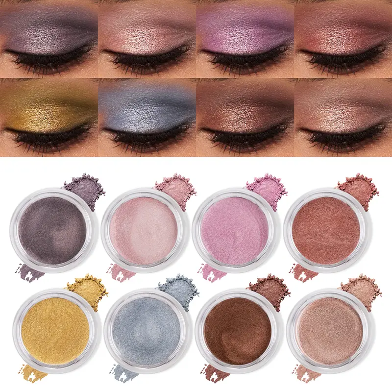 Premium Shimmer Mousse Eyeshadow - 8g Creamy Gold Metallic Super Glow Makeup, Smooth Blendable Jelly Texture, 1-Swipe Easy Apply, 8 Shades for Soft Glam & Party Looks, Long-Lasting Wear, Premium Shimmer Eyeshadow