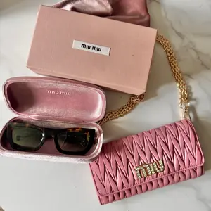 Pre-owned miu miu FINAL SALE Bag Accessories Bundle: Pink Matelasse Wallet and Sunglasses