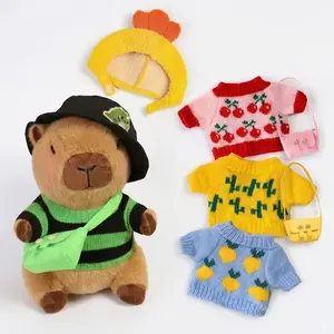 Capybara Plush with 9 Clothes & Accessories, 10.2 Inch Dress Up Capybara Stuffed Animal with 2 Hats, 4 Sweaters & 3 Bags, Cute Gift for Girls and Boys