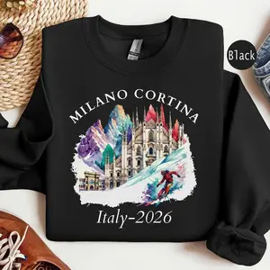 Milano Cortina 2026 Crewneck Sweatshirt, Italy Winter Sport, Family Matching Vacation Outfit, Unisex Crewneck Menswear and Womenswear