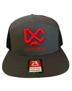 (New) Charcoal / Black w/ Roaring Red Logo, 7 Panel Trucker