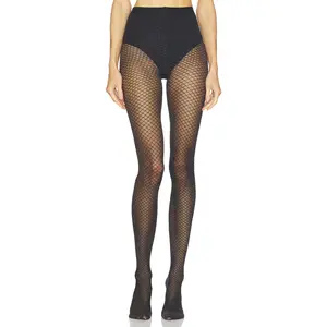 Wolford Shimmer Effect Tights in Black & Silver Lurex