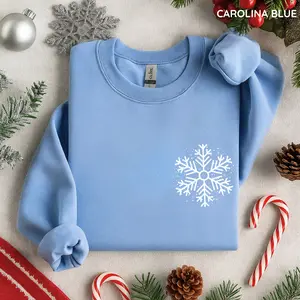 Snowflakes Sweatshirt, Cute Christmas Pullover Shirt For Women, Christmas Gifts, Winter Gift For Family