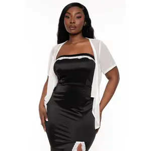 Plus Size Carmela Mesh Shrug - White
