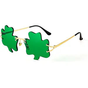 FEISEDY St. Patrick's Day Irish Shamrock Sunglasses Lucky Green Leprechaun Costume Eyeglasses for Women Men Multiple packs B2369