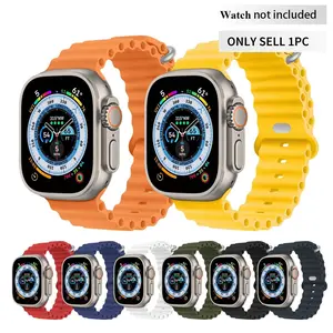Ocean Band Compatible with Apple Watch Ultra, Fits 49mm/46mm/45mm/44mm/42mm, Adjustable Silicone Sport Strap, Smart Watch Straps, Iwatch Series 1-11/se
