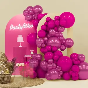 PartyWoo Hot Pink Balloons 140pcs Different Sizes of 18 12 10 5 Inch Metallic Pink Magenta Fuchsia Balloon Arch Kit for Engagement Bachelorette Baby Shower Anniversary Birthday Party Decorations