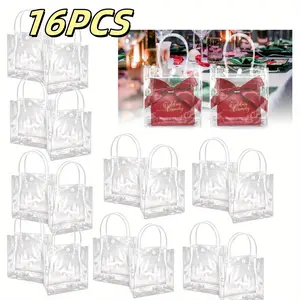 7.87 Inch Clear Gift Bags with Handles 16-piece Set Reusable Plastic Tote Bag Beauty & Personal Care