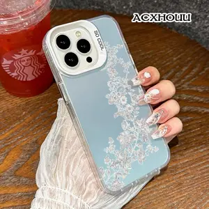Color Silver iPhone 17 16 E Pro Max Case Silver Glitter Floral Metallic Shimmer TPU Cover for iPhone 15 Plus/14/13/12/11/XR/XS Fashionable Durable