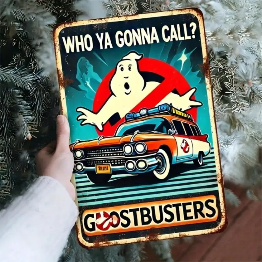 Vintage Style 2D Aluminum Sign Simple Metal Ghostbusters for Home Bar Coffee Shop Garage Farmhouse Wall Decoration Room Decor