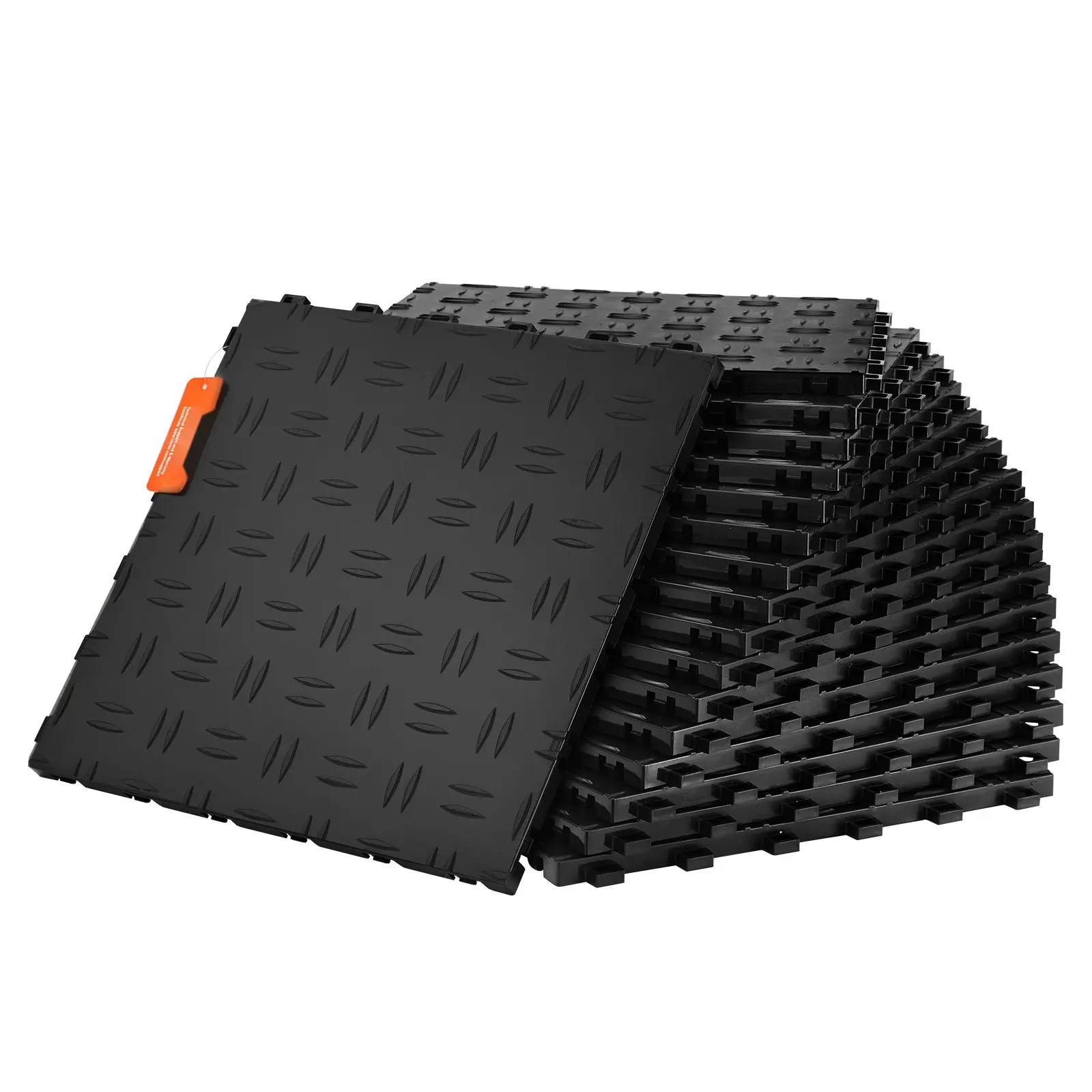 Interlocking Garage Floor Tiles, 12 x 12 x 0.53 Inches, 25-Pack, Non-Slip Double-Sided Textured Flooring Panels, Durable Garage Flooring Solution for Garages, Basements, Workshops, Repair Shops, and Home Use, Black