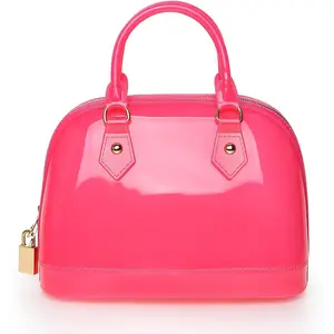 Jelly Crossbody Purse Shoulder Bag, Candy Color Tote Satchel Top-Handle Handbags for Women | structured tote bag