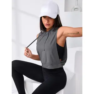 NewSport Studio Cut Out Drawstring Sports Hoodie Cropped Hoodie