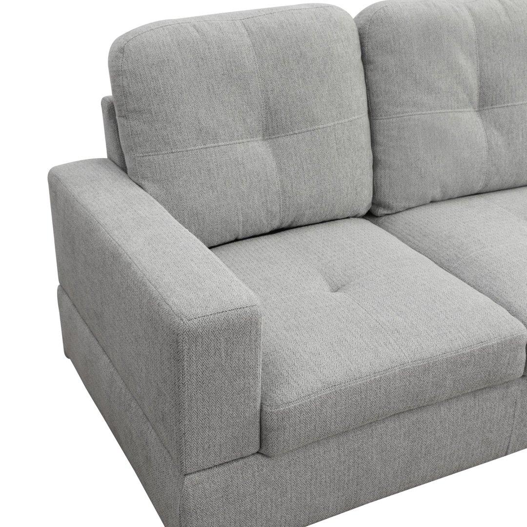 Light Grey Flannel 3-Piece Couch Living Room Sofa Set