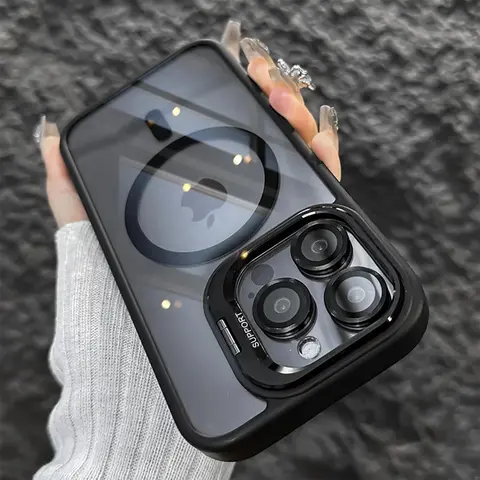 for iPhone 18 Pro / Pro Max17 16 15 14 13 12 11 Magnetic MagSafe Smartphone Cover & Casing, Polycarbonate Shockproof Hard Back with Camera Lens Protection, Invisible Kickstand & Wireless Charging Support