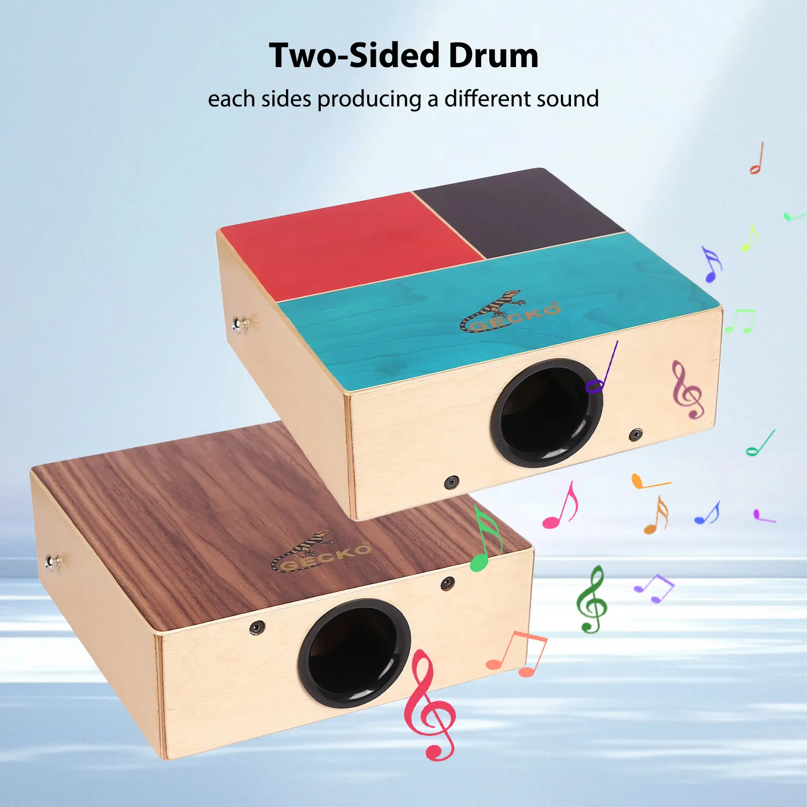 Wooden Drum Flat Hand Drum Percussion Instrument with Adjustable Strap Portable Box Drum for Beginners Traveling Party Hand Drums