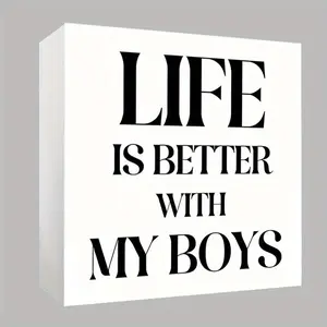 Life Is Better with My Boys Pattern Foam PVC Desktop Ornament, 1 Count Housewarming Gift, Birthday Gift, Home Decor, Living Room Decor, Party Decor Supplies, Decoration Items