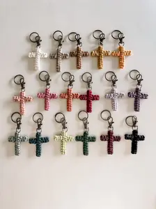 Macrame Cross Keychain - Handmade Christian Keychain Gift
